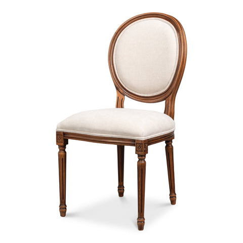Louis XVI Dining Chairs in Antiqued Walnut, Sets of 2