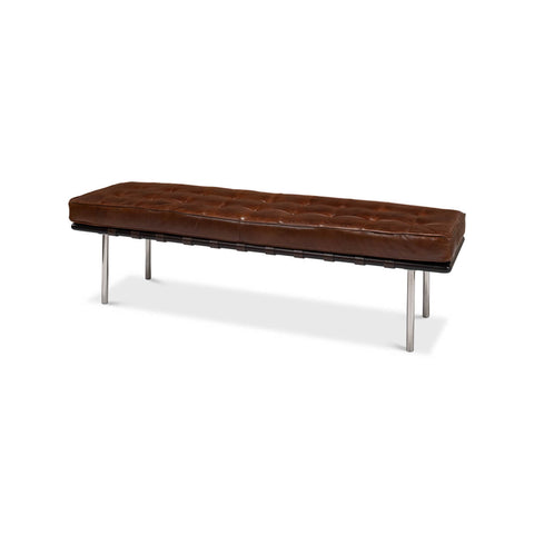 Mid Century Leather Bench
