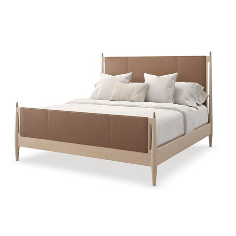 Mid Century Leather Queen Bed