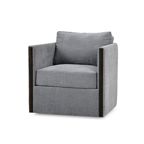 Mid-Century Minimalist Swivel Chair in Gray Upholstery