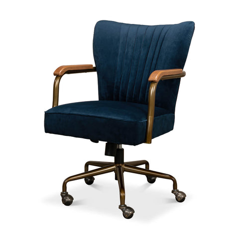 Modern Blue Velvet Desk Chair