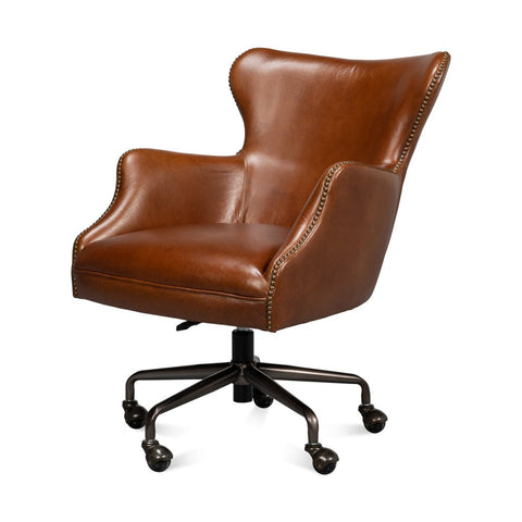 Modern Brown Leather Desk Chair