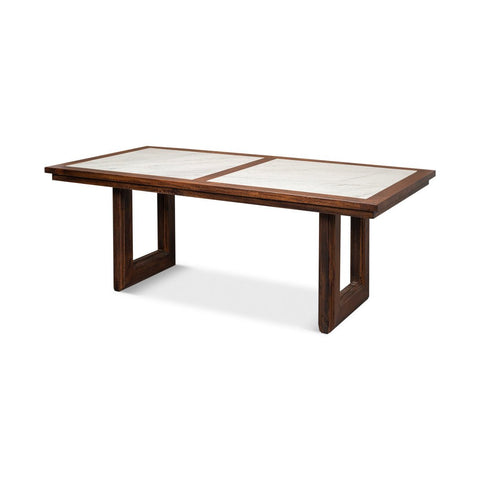 Modern Geometric Marble Top Dining Table