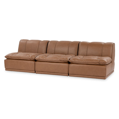 Modular Leather Sofa with Deep Seat