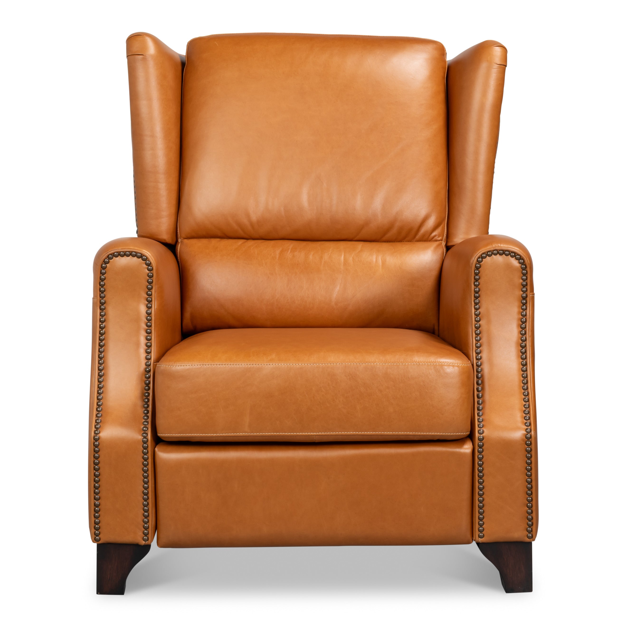 Mulberry Brown Leather Recliner with Nailhead Trim - additional view