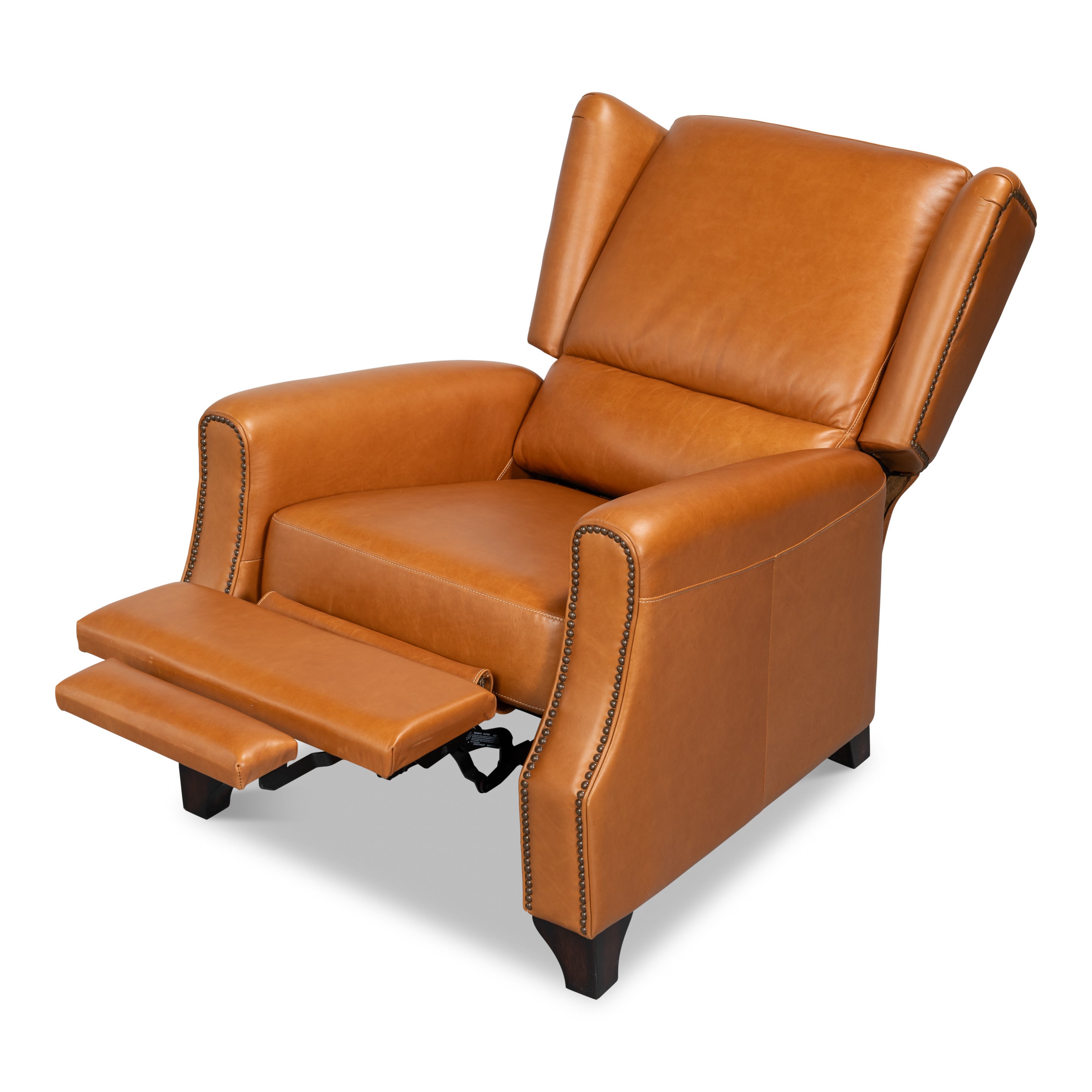 Mulberry Brown Leather Recliner with Nailhead Trim - additional view