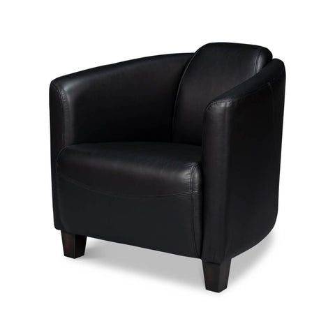 Onyx Black Leather Club Chair