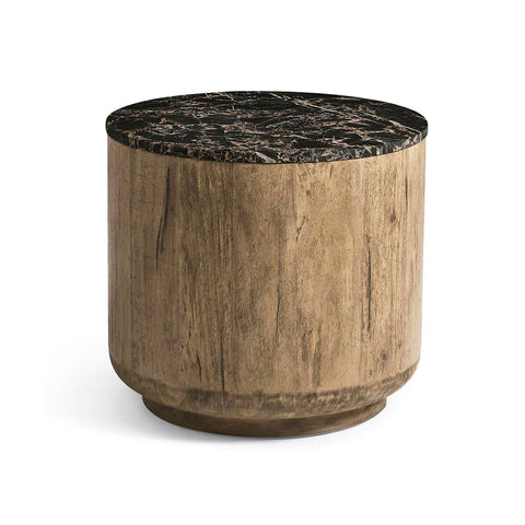 Organic Modern Wood and Stone Accent Table