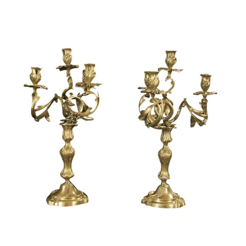 Pair of Louis XV Bronze Candleabra