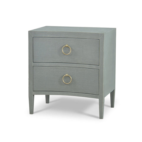 Pale Blue Linen Wrapped Modern Nightstand