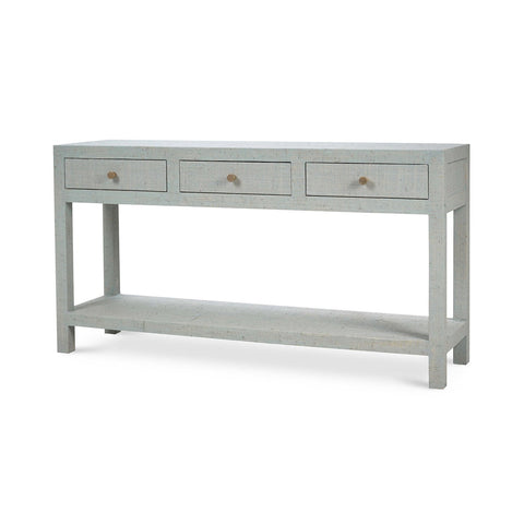 Pale Blue Washed Raffia Console Table