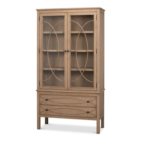 Regency Style Glazed Vitrine in Limed Pine with Oval Fretwork