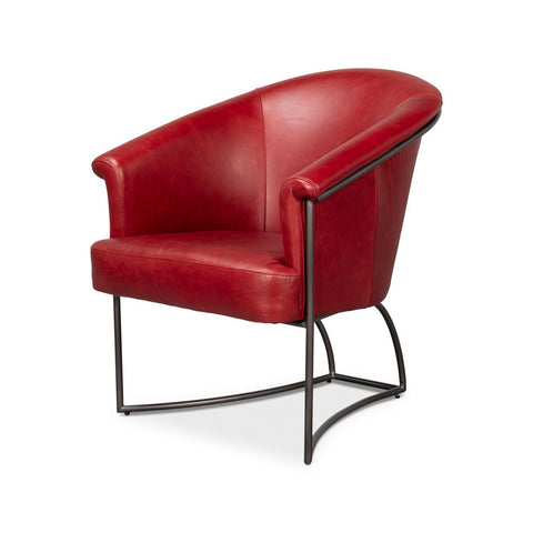 Red Leather Tub Chair