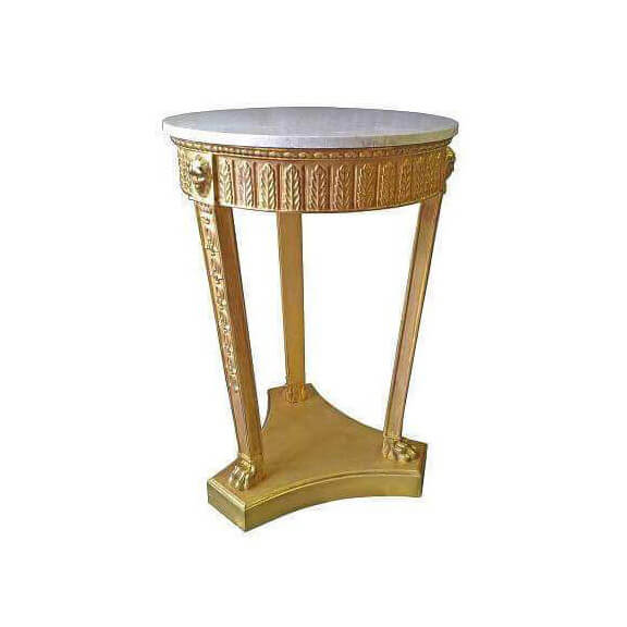 Luxurious Regency pedestal table with ornate marble top.