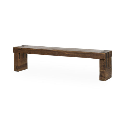 Rustic Reclaimed Wood Bench with Plank Legs