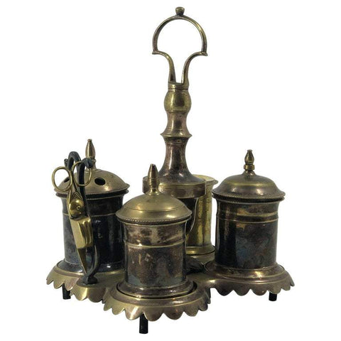 Silvered Brass Standish