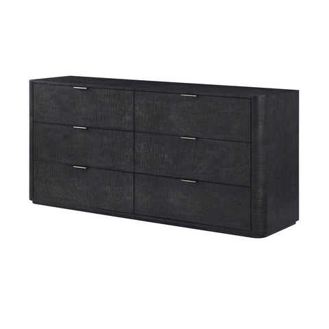 Six Drawer Black Art Deco Style Dresser