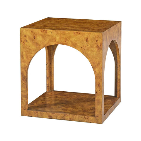 Square Burl Wood Side Table