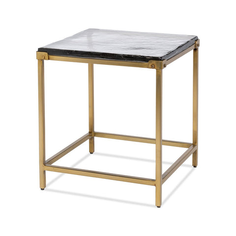 Square Contemporary End Table - Brass Finish