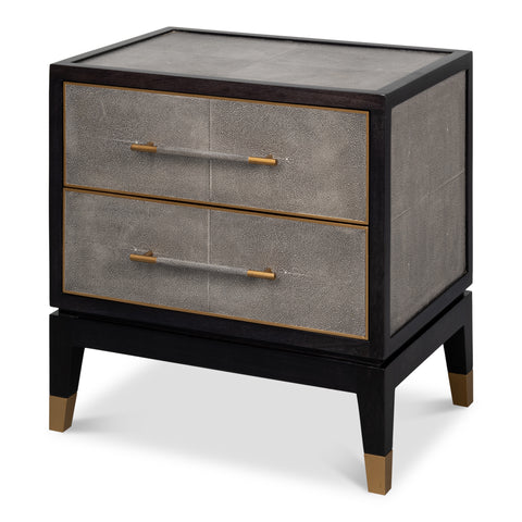 Art Deco Shagreen Nightstand with Ebonized Frame