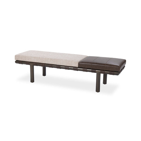Upholstered Bench with Leather Straps