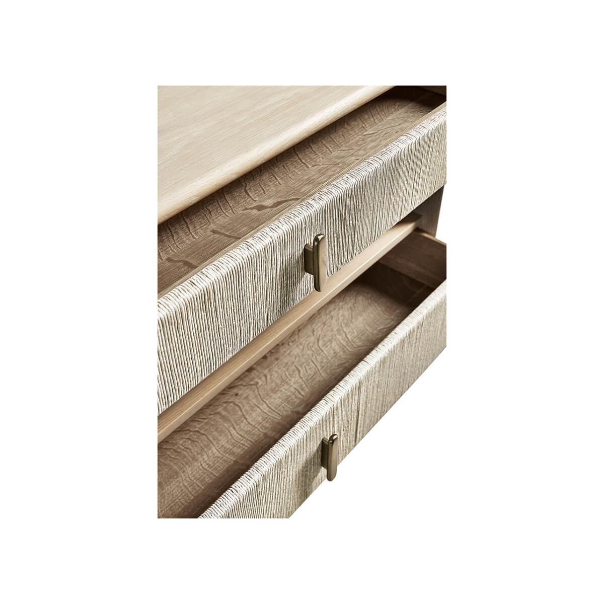 Open drawers of Wide Danish Cord Nightstand