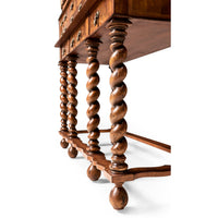 Walnut Secretary Cabinet with Oyster Veneer and Barley Twist Legs