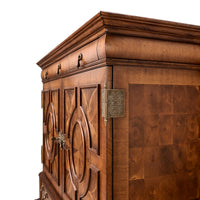Walnut Secretary Cabinet with Oyster Veneer and Barley Twist Legs