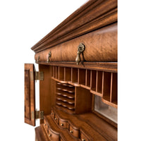 Walnut Secretary Cabinet with Oyster Veneer and Barley Twist Legs