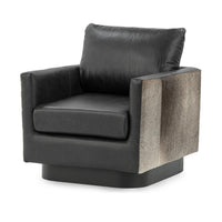 Hair on Hide Leather Swivel Chair in Onyx Black