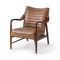Channel Stitched Leather Accent Chair in Adobe Tan