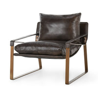 Sling Seat Leather Accent Chair in Truffle Brown