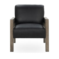 Exposed Frame Leather Accent Chair in Black