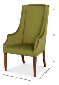 Sloped Arm Green Velvet Dining Chair in Olive, Host Chair - view 11