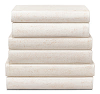 Ivory Book Set in Shagreen-Embossed Leather, Set of 12 - view 2