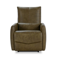 Curved Arm Leather Power Recliner in Olive Green, alternate view