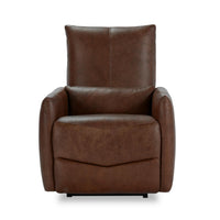Curved Arm Leather Power Recliner in Antique Brown, alternate view