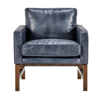 Bronze Frame Leather Accent Chair in Ocean Blue, alternate view