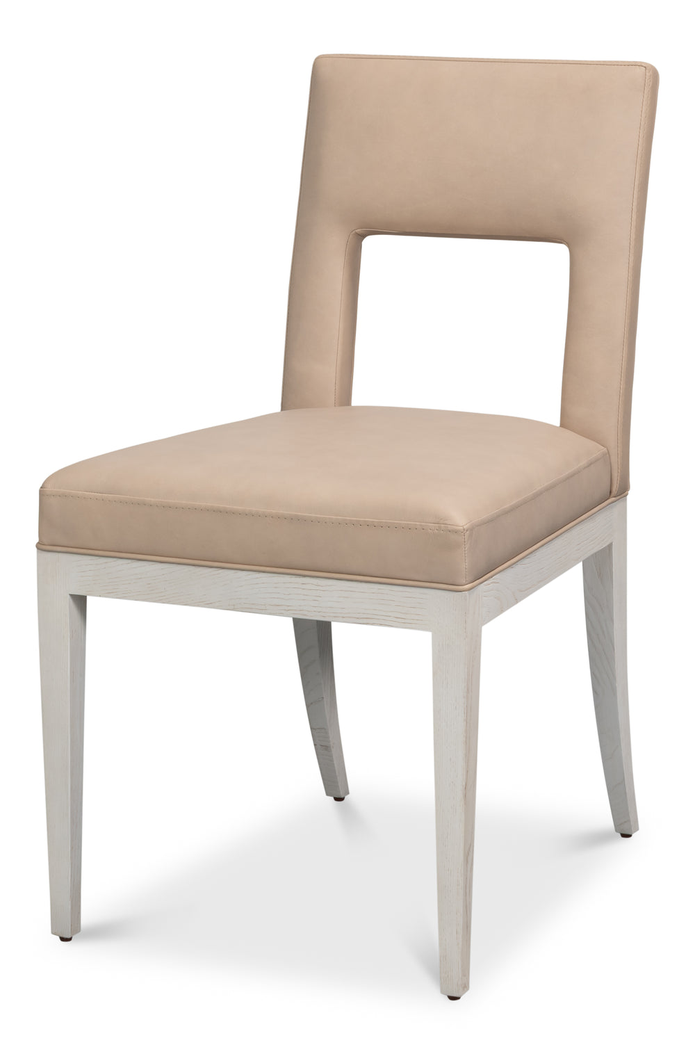 Keyhole Back Leather Dining Chairs, Sets of 2