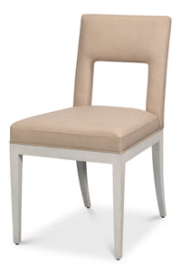 Keyhole Back Leather Dining Chairs, Sets of 2