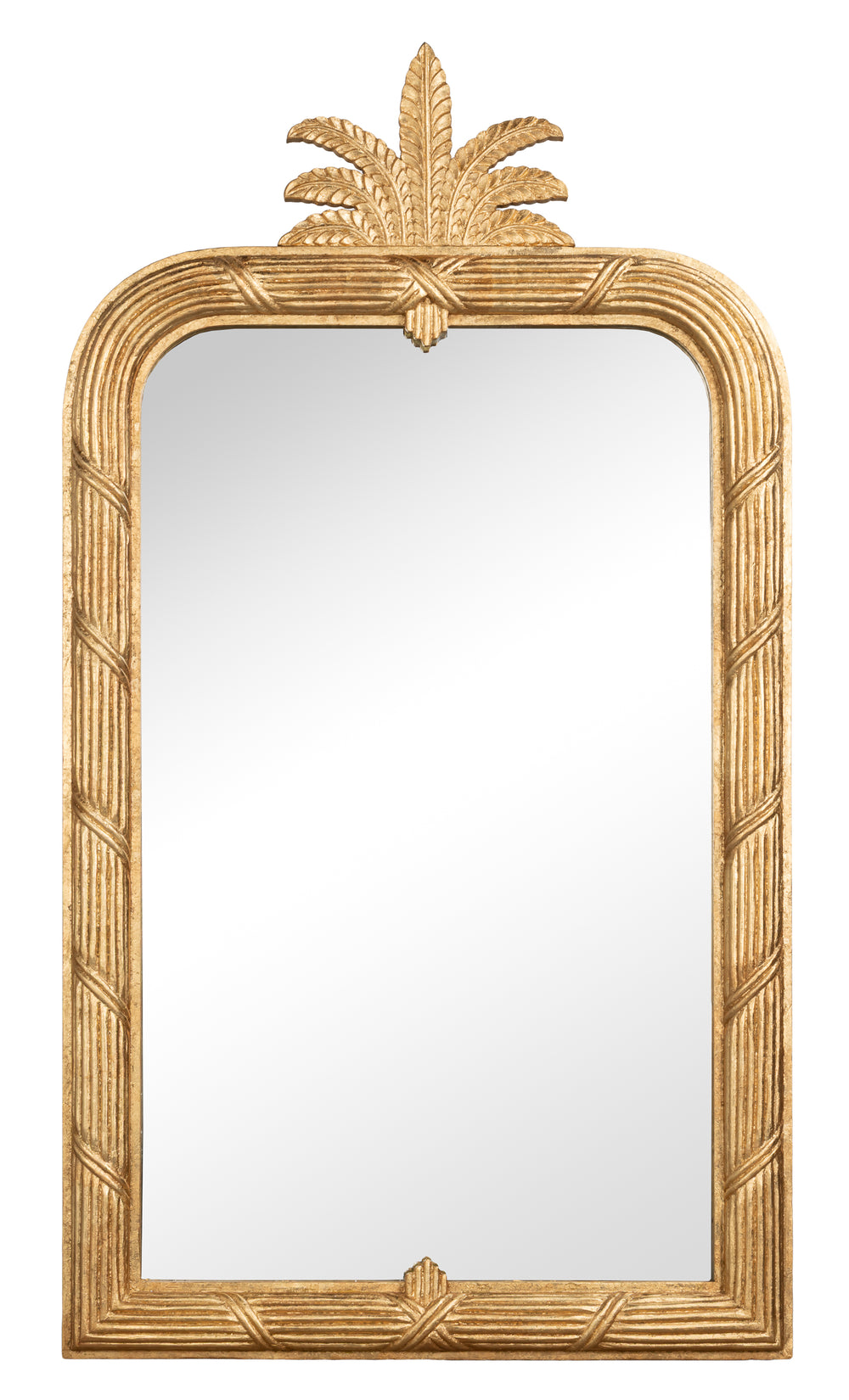 Regency Style Gold Leaf Mirror with Carved Palmette Crest