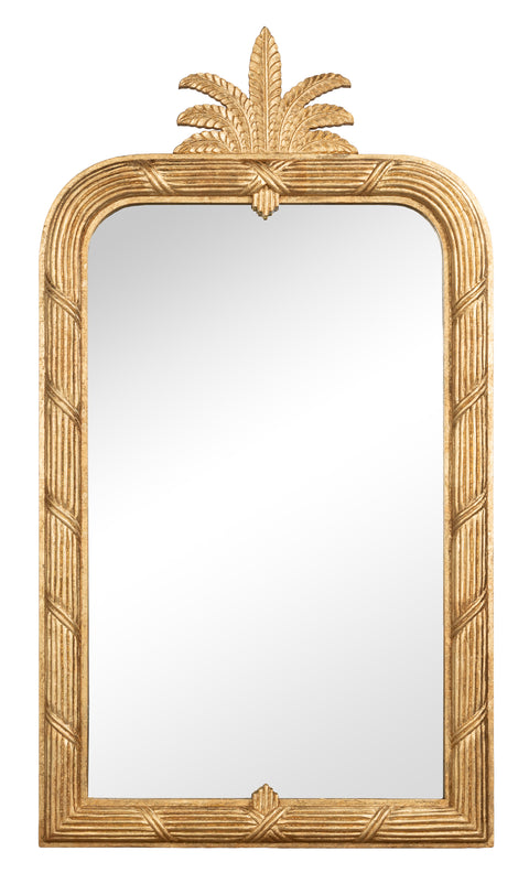 Regency Style Gold Leaf Mirror with Carved Palmette Crest