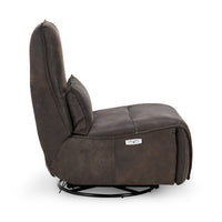 Swivel Leather Power Recliner in Rustic Brown, alternate view