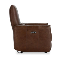 Curved Arm Leather Power Recliner in Antique Brown, alternate view