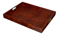Croc Leather Tray in Cognac