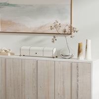 Ivory Leather Box with Brass Nailheads and Ball Feet