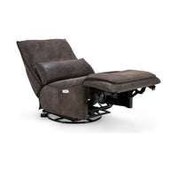 Swivel Leather Power Recliner in Rustic Brown, alternate view