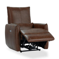Curved Arm Leather Power Recliner in Antique Brown, alternate view