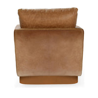 Rear view of the Sedona Brown swivel chair with a hair-on-hide back panel
