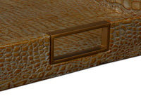 Croc Leather Tray in Antique Green